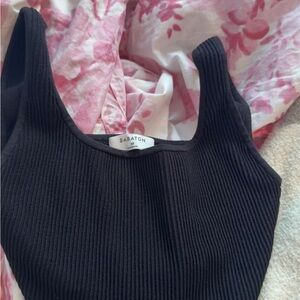 Aritzia Babaton Black Ribbed Crop Top